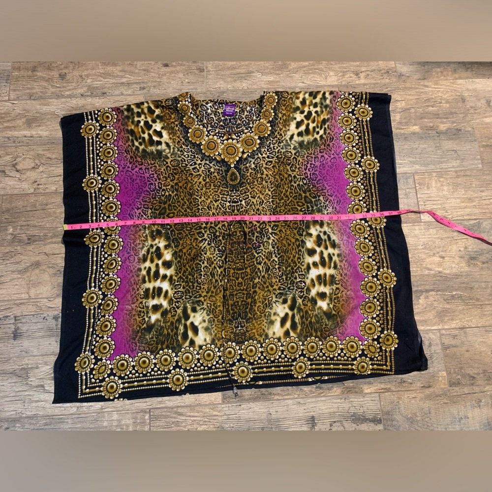 California women’s one size cheetah print with purple swim suit coverup Preloved - Picture 4 of 4